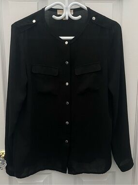 Michael Kors Black Top with Branded Silver Button